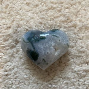 Moss agate heart with druzy